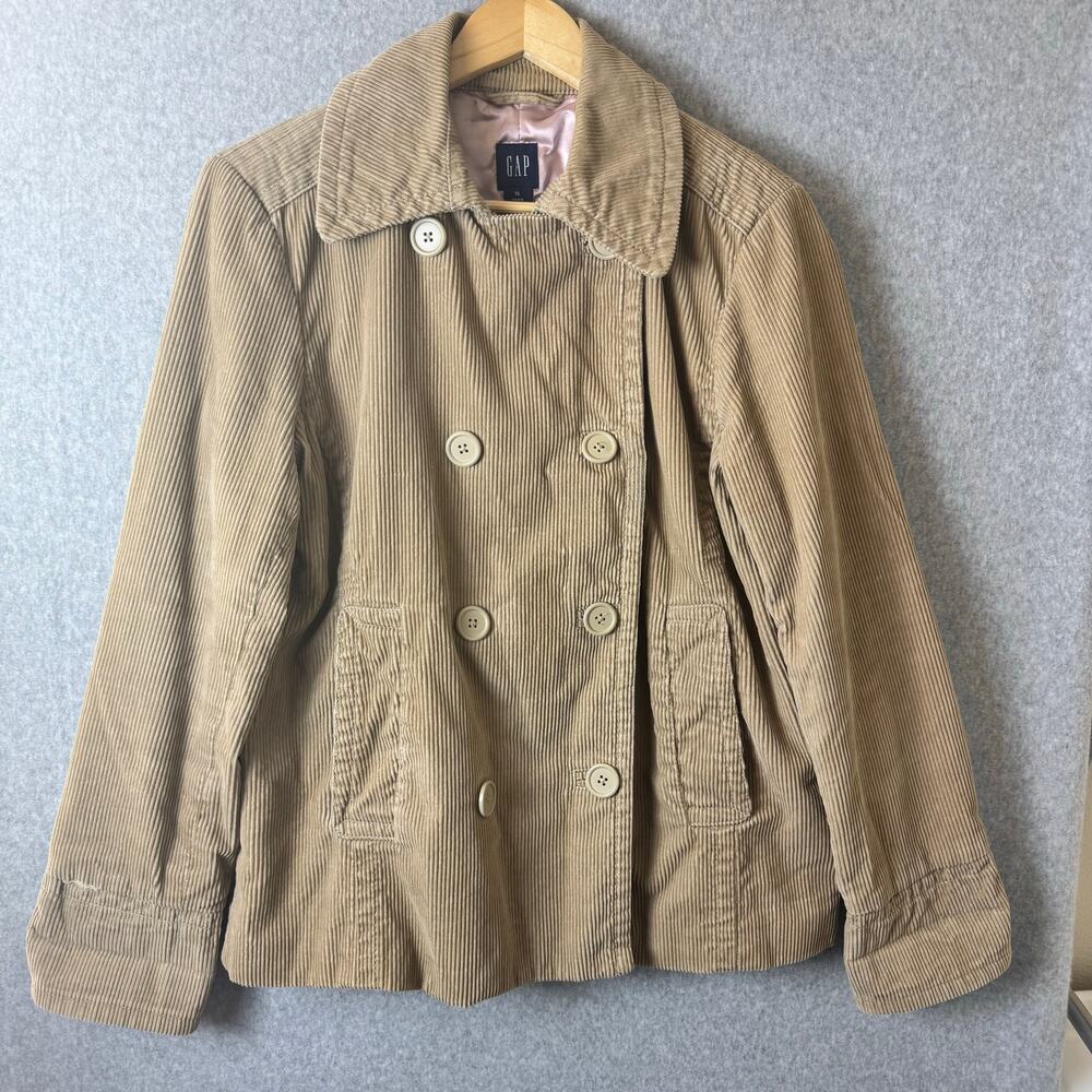 Gap Corduroy Pea Coat Women’s Size XL Tan Boho Classic Preppy Neutral Minimalist